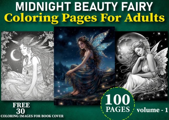 100 Midnight Beauty Fairy Coloring Pages