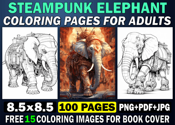 100 Steampunk Elephant Coloring Pages: A Creative Escape for the Modern Mind