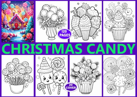 120 Candy Christmas Coloring Pages KIds
