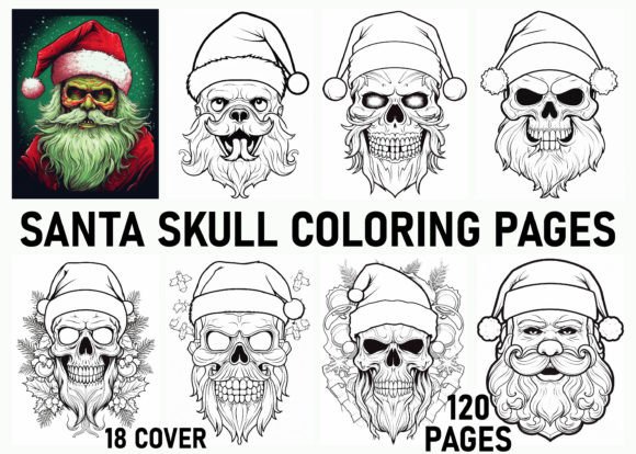 120 Christmas Santa Skull Coloring Pages