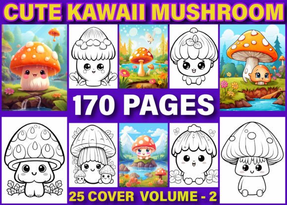 170 Cute Kawaii Mushroom Coloring Pages