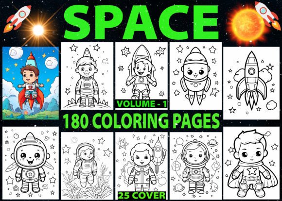 180 Space Coloring Pages for Kids