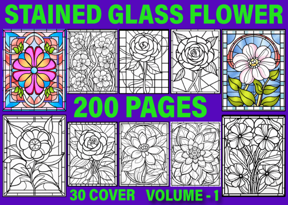 200 Stained Glass Flower Coloring Pages