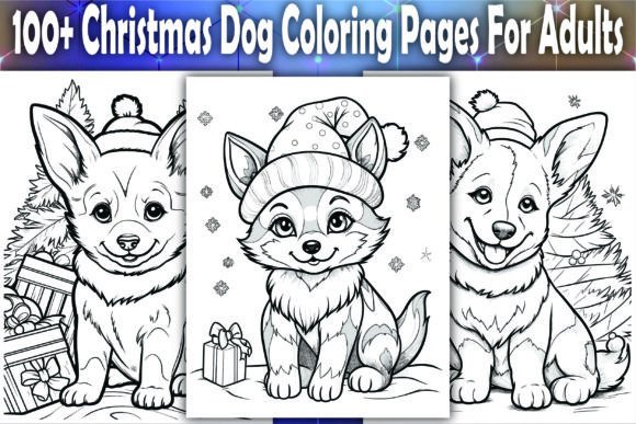 Christmas Dog Coloring Pages for Adults