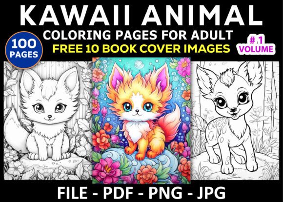 Kawaii Animal Coloring Pages for Adults