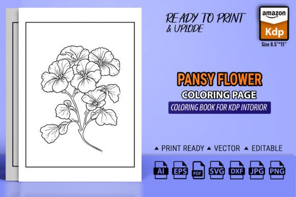 Pansy Flower Drawing, Pansy Line Art